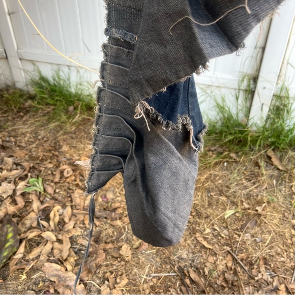 Pleated Denim Mini Skirt Dark Wash Wrap Skirt. - Picture 11 of 12